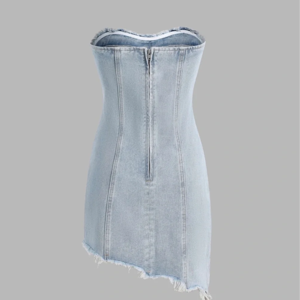 Cider Denim Dress  Strapless Light Blue size M - Picture 2 of 10